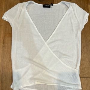 Sheer white cross front top